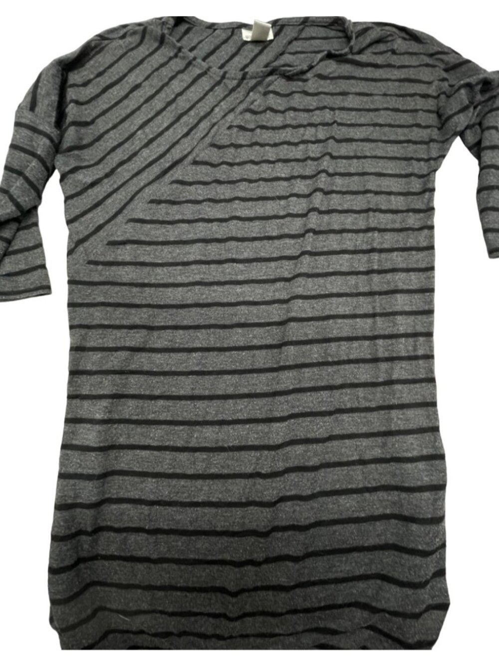 motherhood maternity mid sleeve shirt strip gray black side bunched small READ